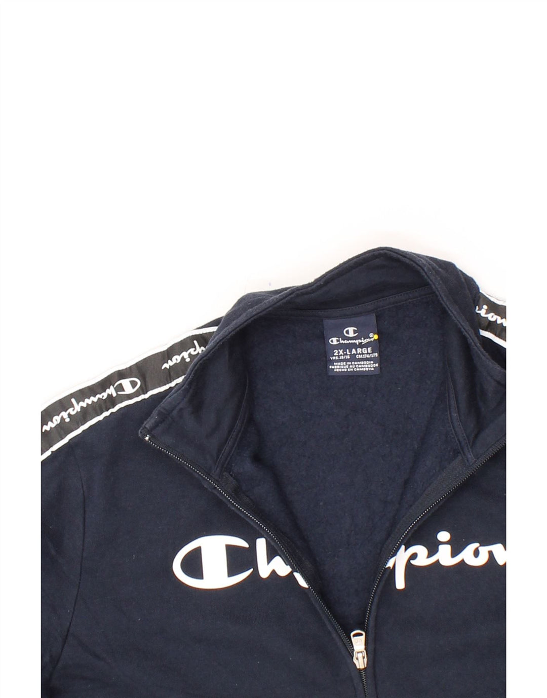 CHAMPION Boys Graphic Tracksuit Top Jacket 15-16 Years 2XL Navy Blue Vintage Champion and Second-Hand Champion from Messina Hembry 