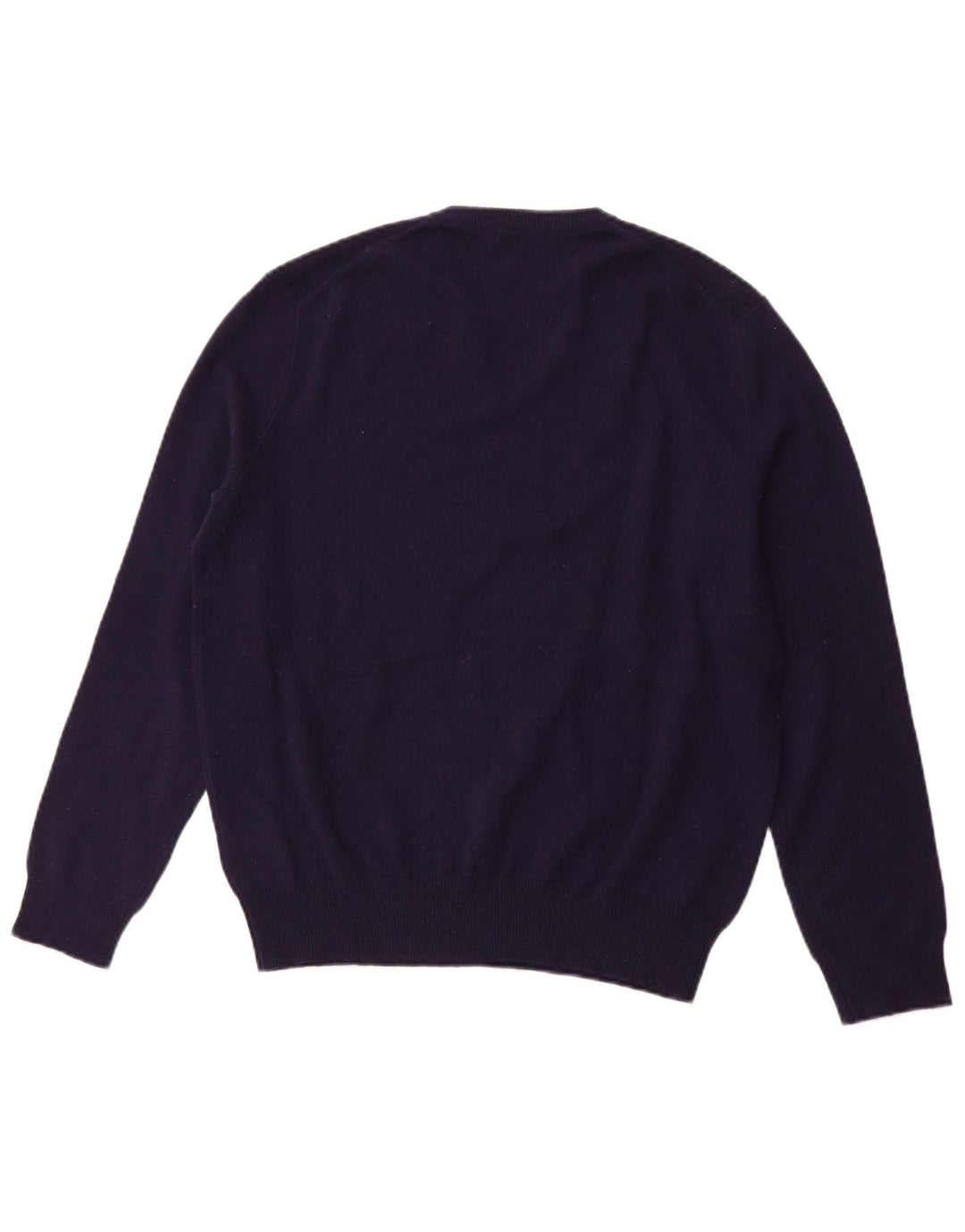 POLO RALPH LAUREN Mens V-Neck Jumper Sweater Medium Navy Blue Merino Wool