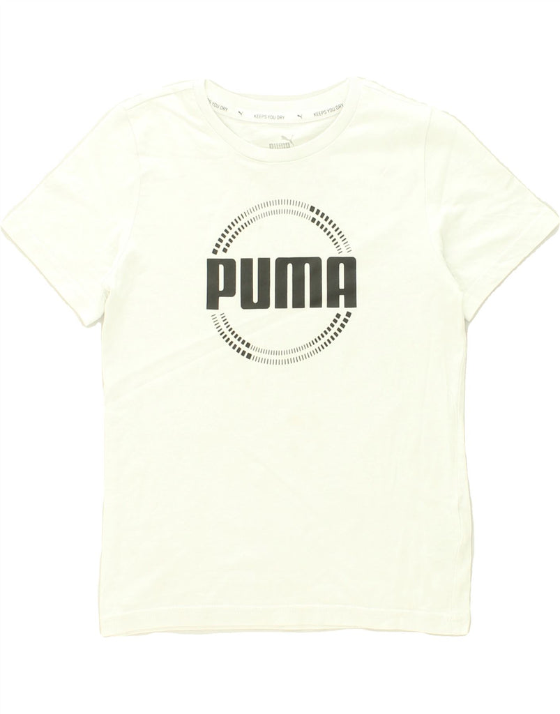 PUMA Boys Graphic T-Shirt Top 9-10 Years White Cotton | Vintage Puma | Thrift | Second-Hand Puma | Used Clothing | Messina Hembry 