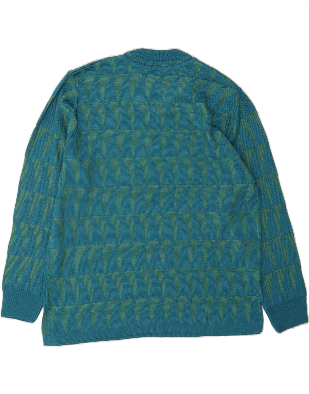 VINTAGE Womens Crew Neck Jumper Sweater IT 44/46 Large Blue Geometric Vintage Vintage and Second-Hand Vintage from Messina Hembry 