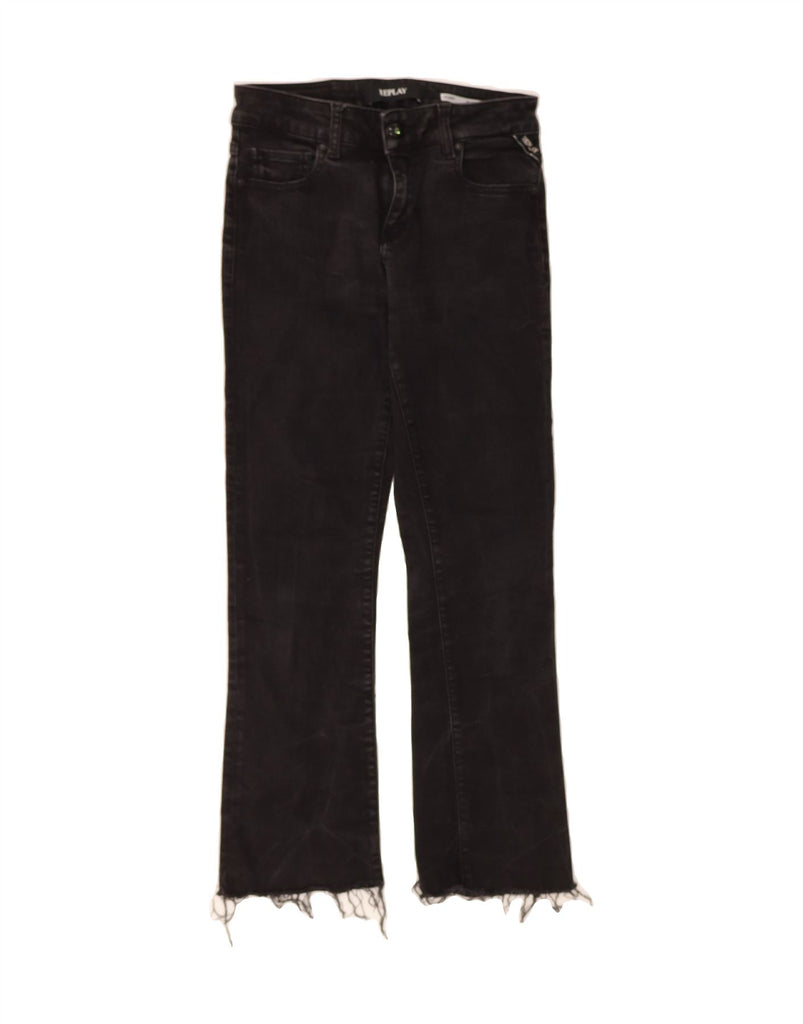 REPLAY Womens Faaby Mid Rise Flare Cropped Jeans W28 L25 Black Vintage Replay and Second-Hand Replay from Messina Hembry 