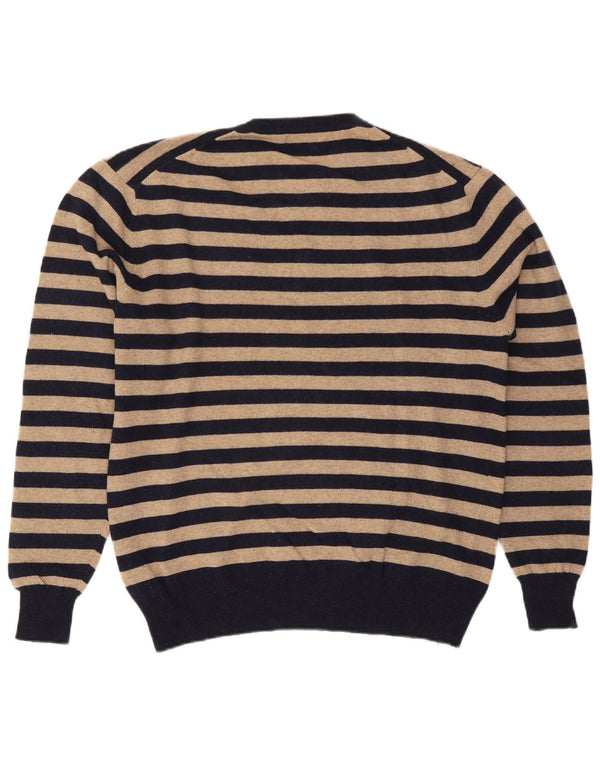 Kappa Mens V-Neck Jumper Sweater XL Beige Striped Wool