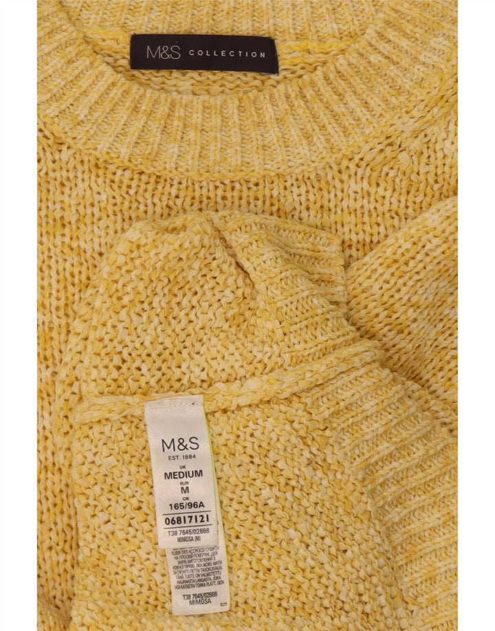 Marks & Spencer Womens Crew Neck Jumper Sweater UK 14 Medium Yellow
