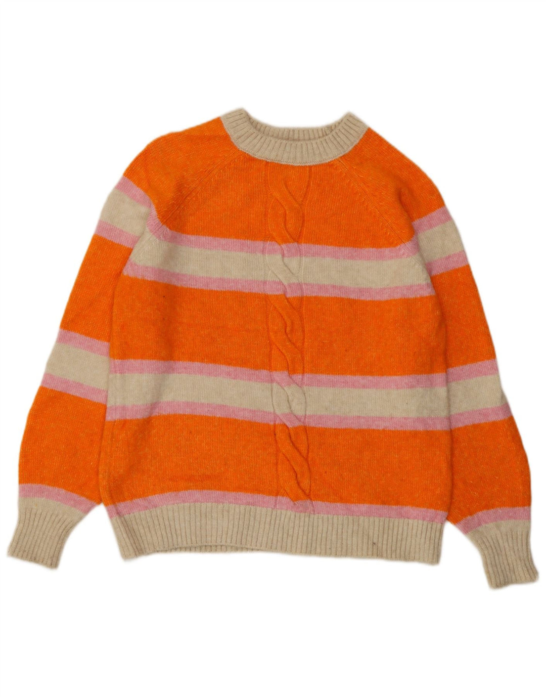 Marks & Spencer Womens Crew Neck Jumper Sweater UK 10 Small Orange Striped