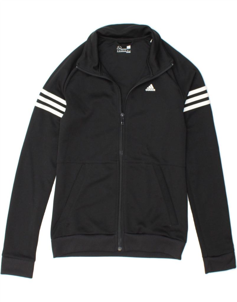 ADIDAS Womens Climalite Tracksuit Top Jacket UK 4/6 XS Black Polyester Vintage Adidas and Second-Hand Adidas from Messina Hembry 