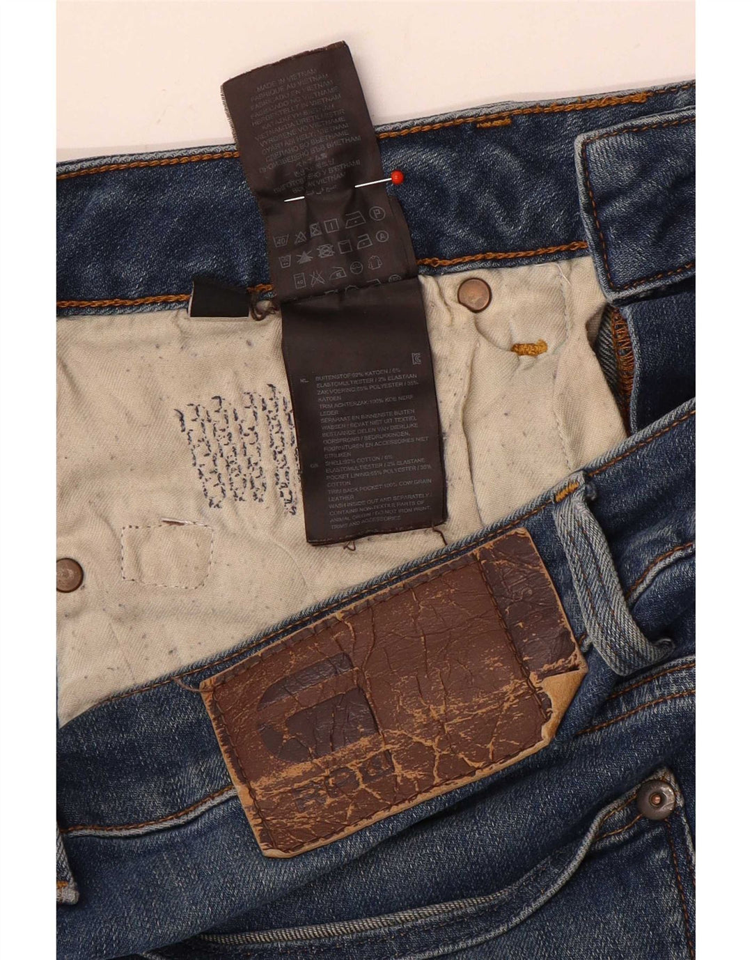 G-Star Mens Distressed Straight Jeans W30 L34 Blue Cotton