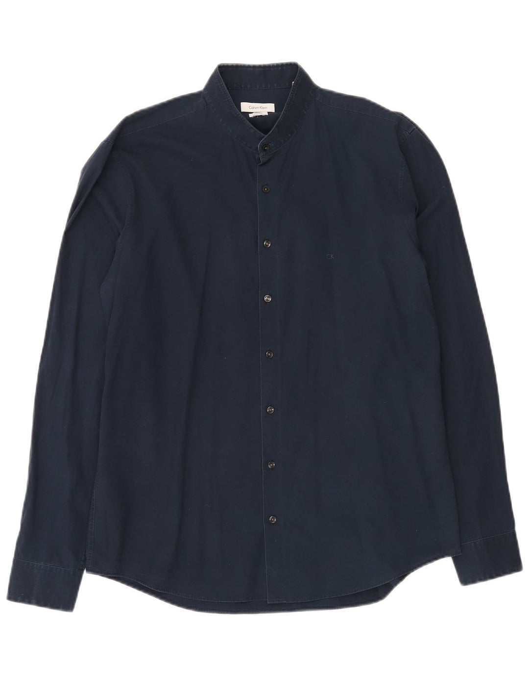 CALVIN KLEIN Mens Slim Fit Shirt Size 42 16 1/2 Large Navy Blue Cotton