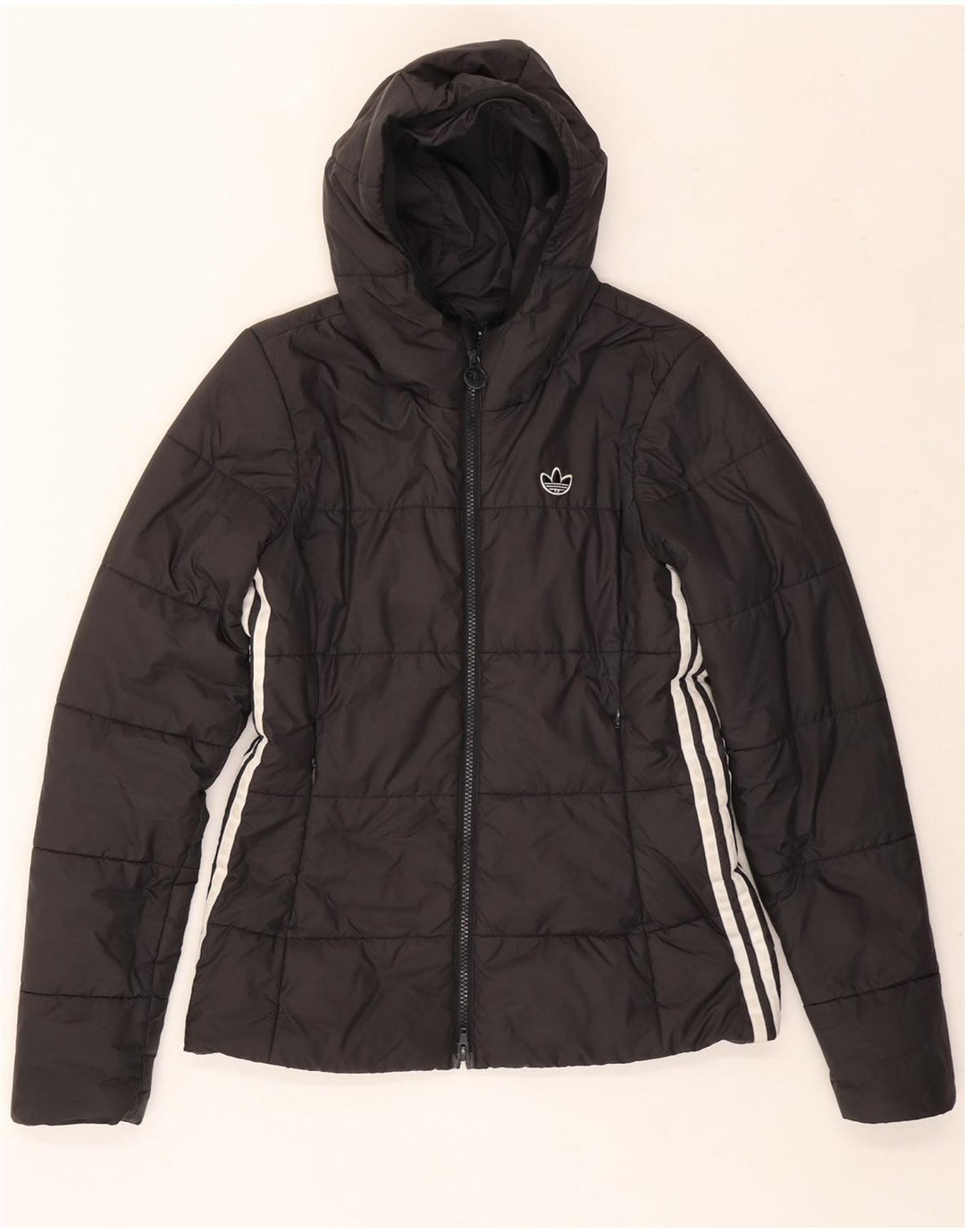 ADIDAS Womens Hooded Padded Jacket UK 10 Small  Black Polyester