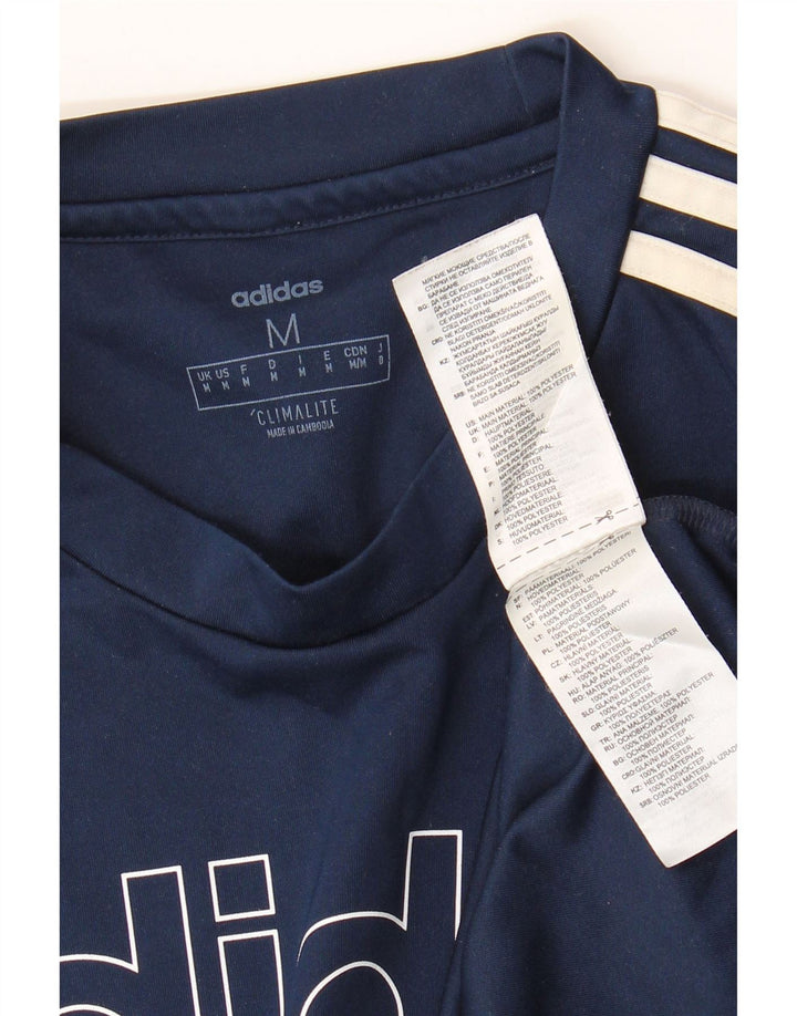 Adidas Mens Graphic T-Shirt Top Medium Navy Blue Polyester
