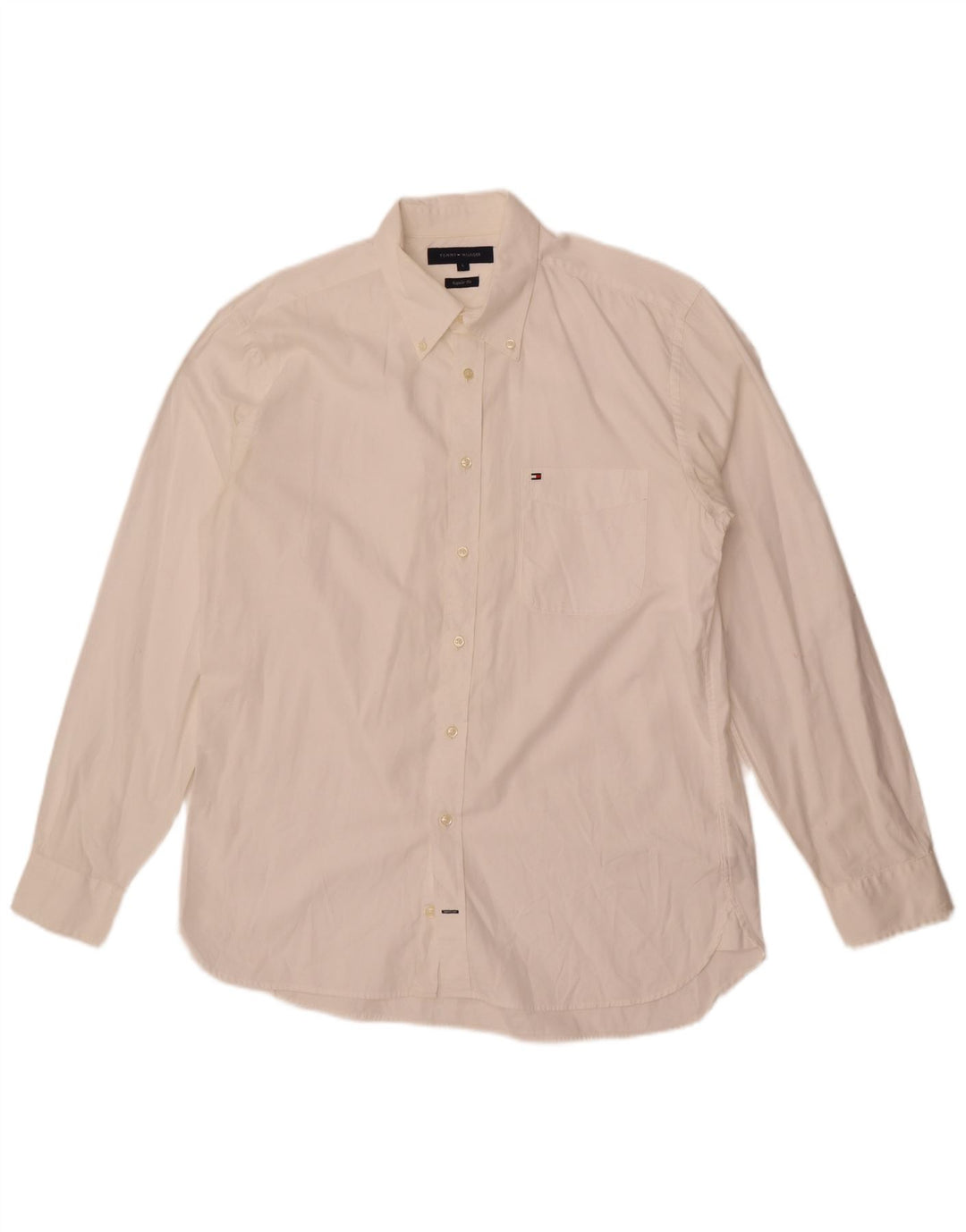 Tommy Hilfiger Mens Regular Fit Shirt Large White Cotton