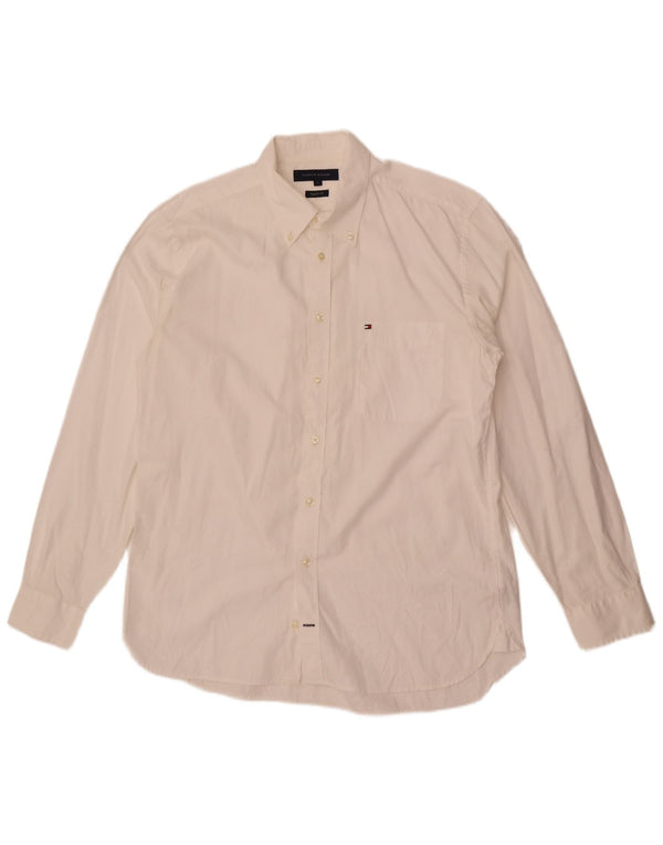 Tommy Hilfiger Mens Regular Fit Shirt Large White Cotton