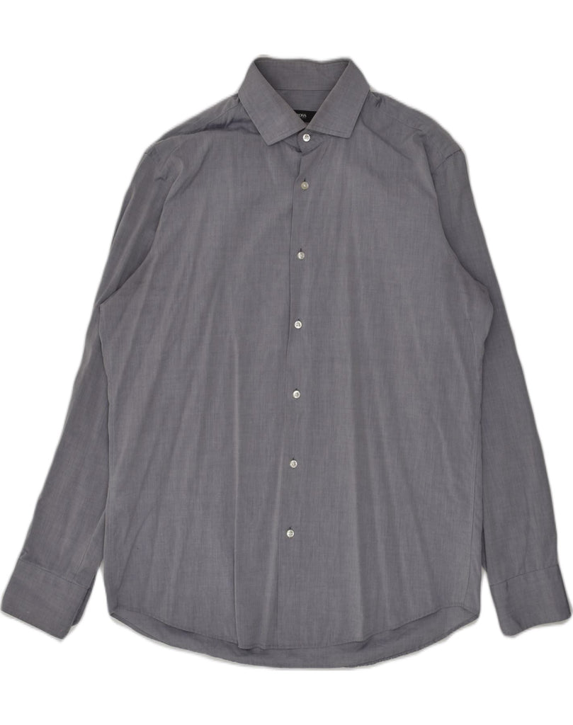 HUGO BOSS Mens Regular Fit Shirt Size 16 41 Large Grey Cotton | Vintage Hugo Boss | Thrift | Second-Hand Hugo Boss | Used Clothing | Messina Hembry 