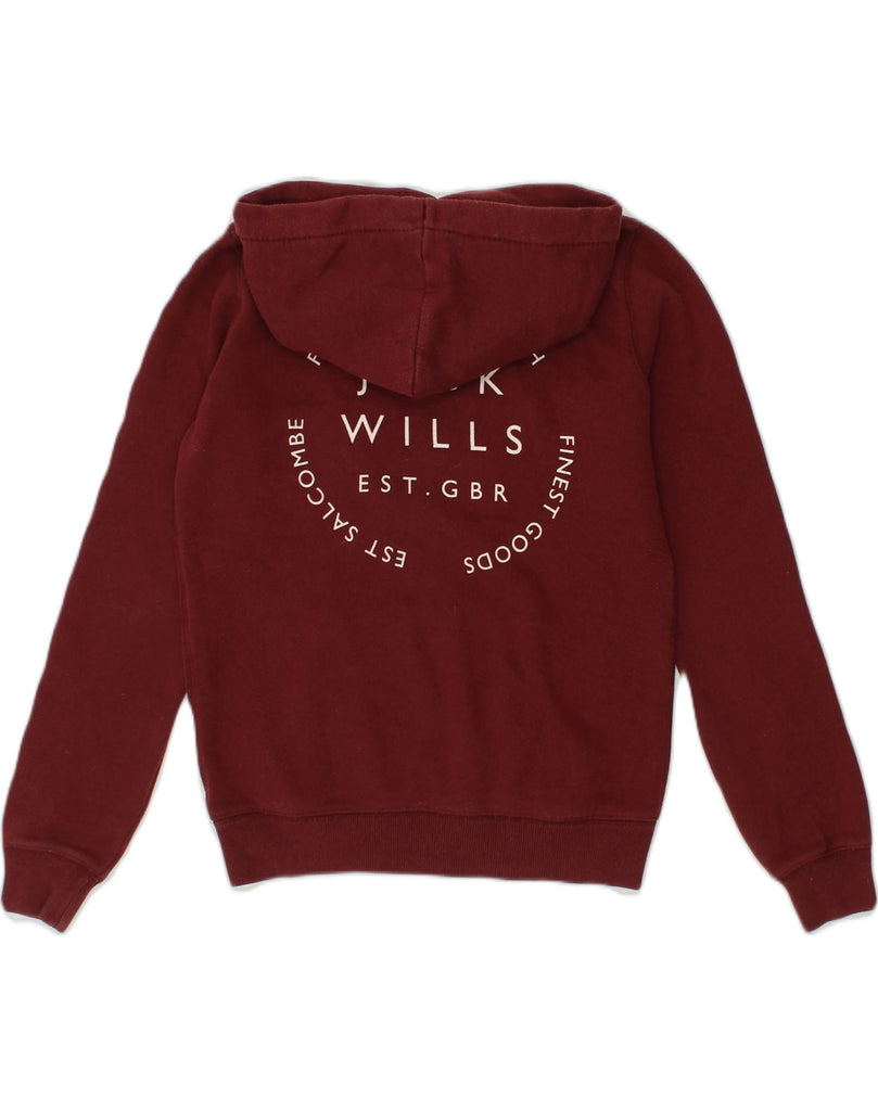 JACK WILLS Womens Graphic Hoodie Jumper UK 8 Small  Burgundy Cotton | Vintage Jack Wills | Thrift | Second-Hand Jack Wills | Used Clothing | Messina Hembry 