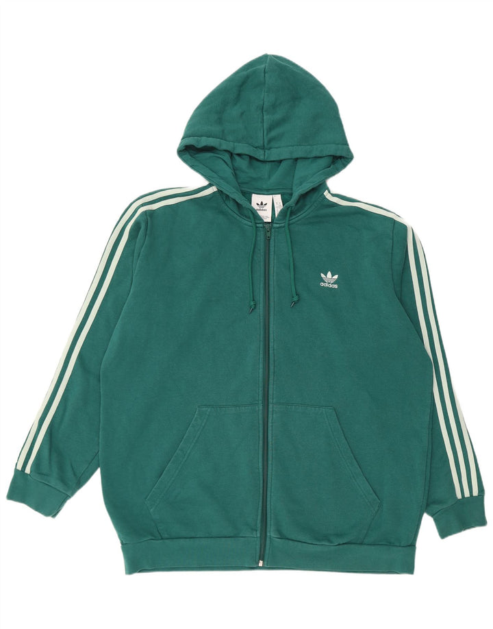 ADIDAS Mens Zip Hoodie Sweater XL Green Cotton