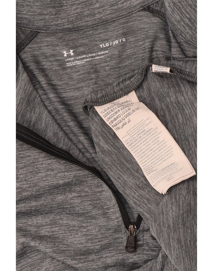 UNDER ARMOUR Boys Pullover Tracksuit Top 11-12 Years Large Grey Pinstripe