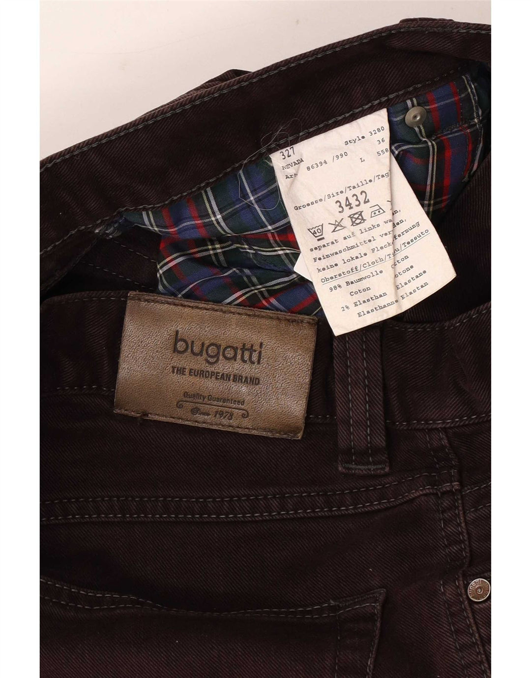Bugatti Mens Straight Jeans W34 L32 Maroon Cotton