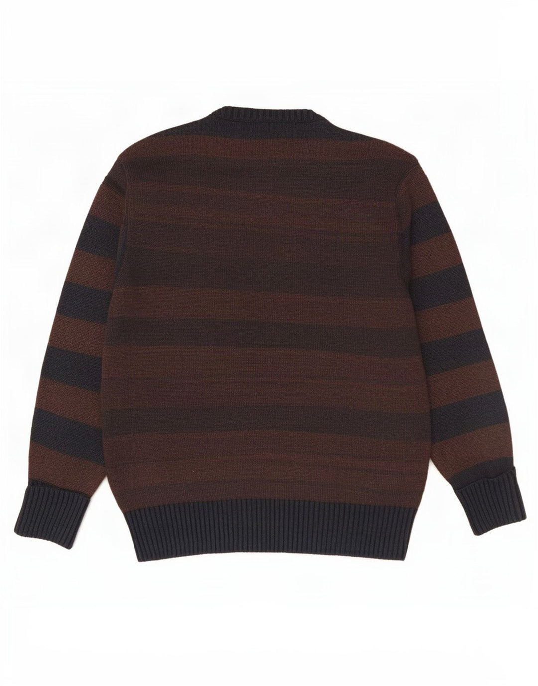 Marlboro Classics Mens Crew Neck Jumper Sweater UK 14 Medium Brown Striped