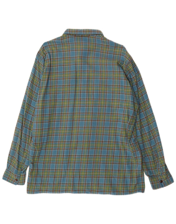 MC Kee's Mens Flannel Shirt Large Blue Check Cotton