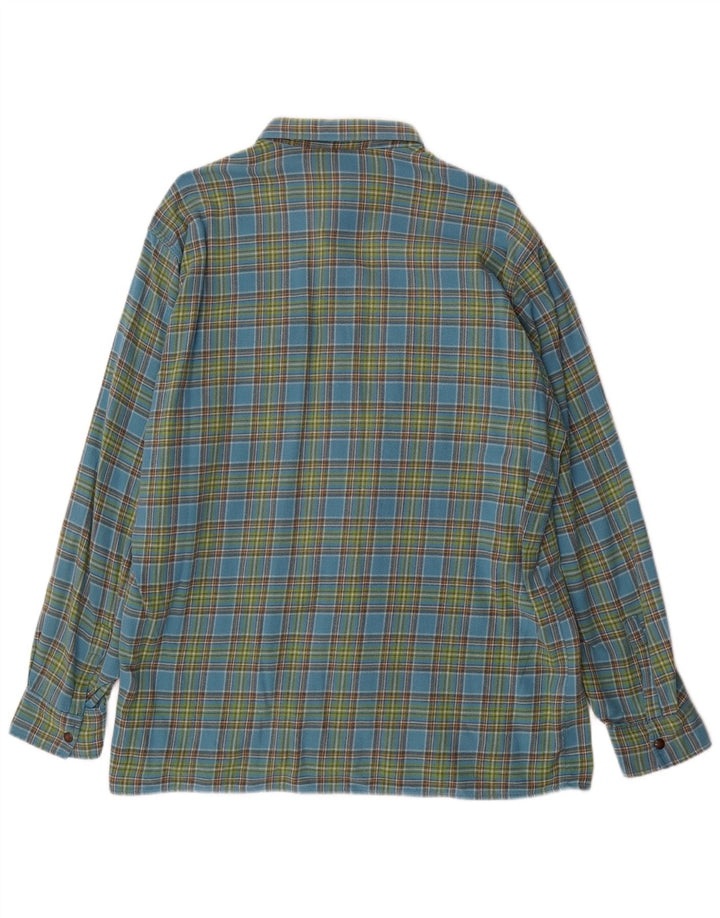 MC Kee's Mens Flannel Shirt Large Blue Check Cotton