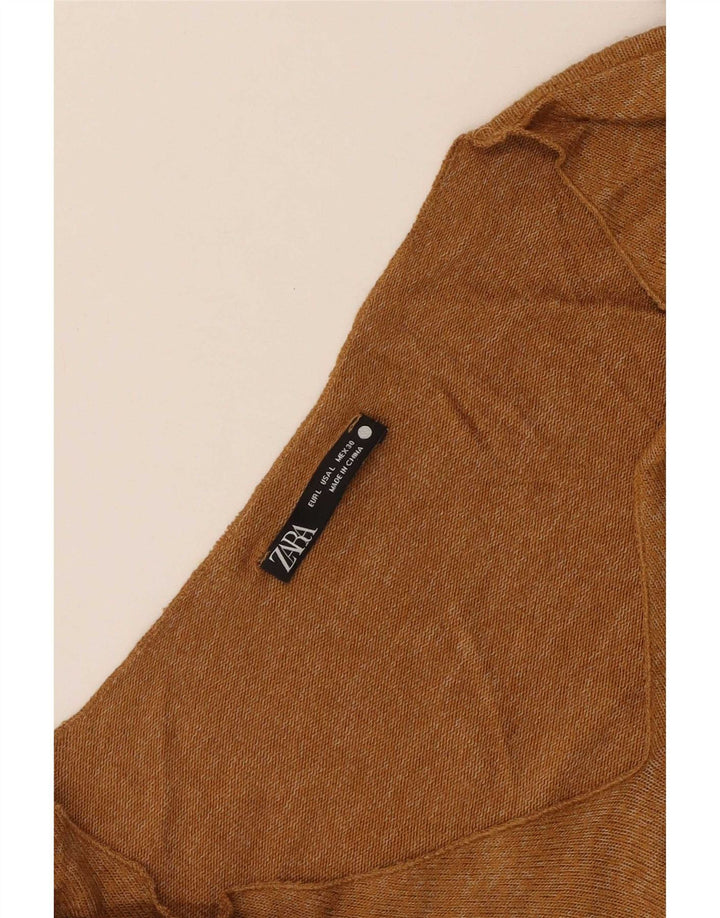 Zara Womens Top Long Sleeve UK 16 Large Beige