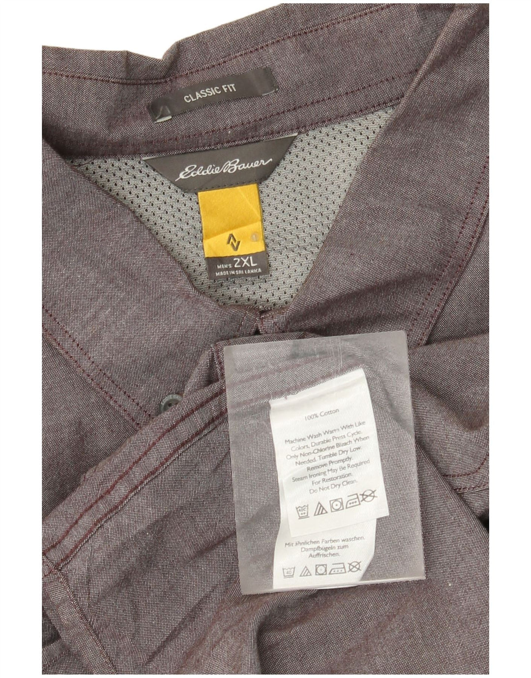 Eddie Bauer Mens Classic Fit Shirt 2XL Grey Cotton