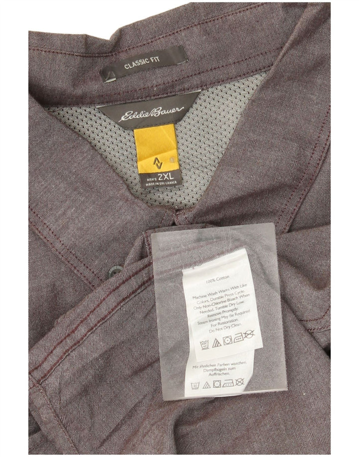 Eddie Bauer Mens Classic Fit Shirt 2XL Grey Cotton