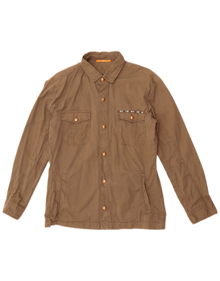 Hugo Boss Womens Utility Jacket UK 8 Small  Khaki Cotton