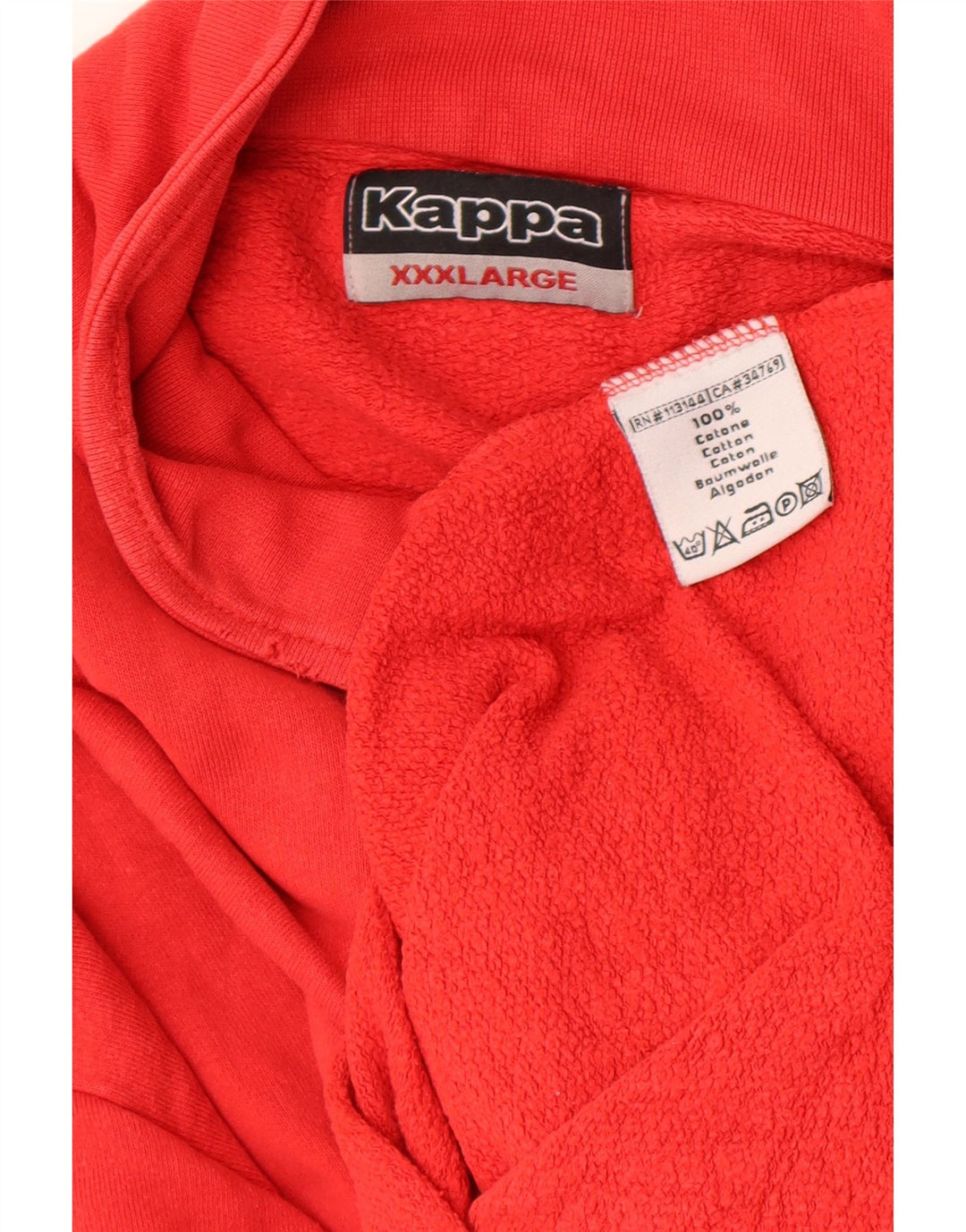 Kappa Mens Zip Neck Sweatshirt Jumper 3XL Red Cotton