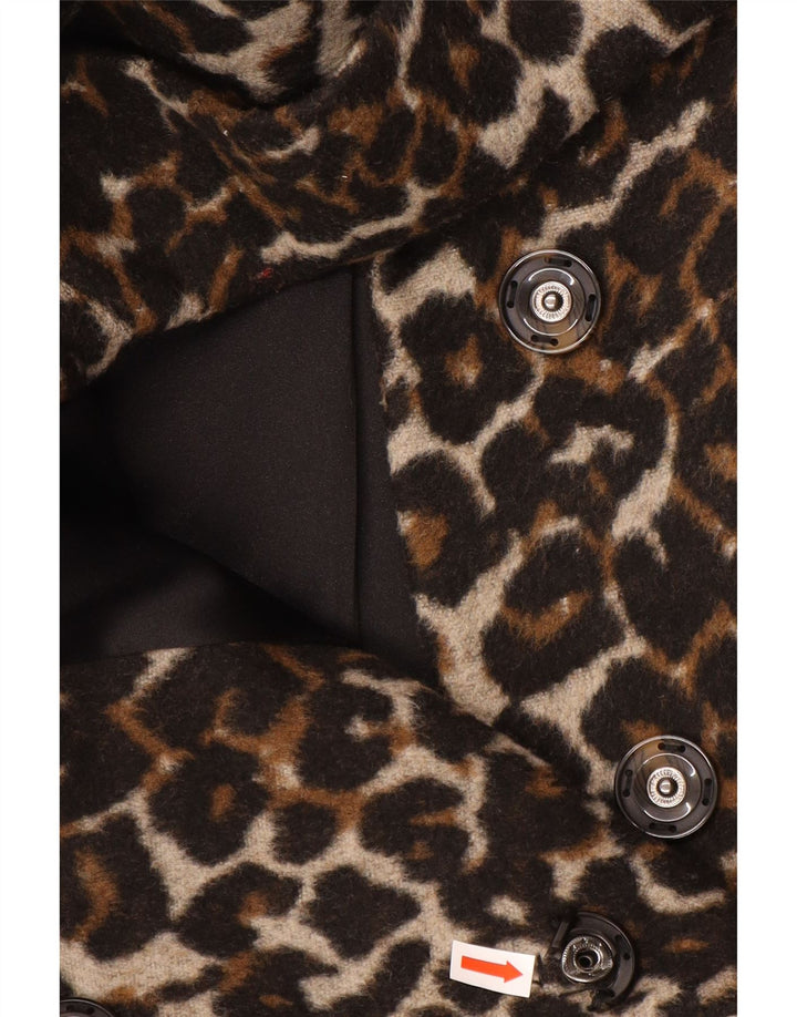 GUESS Womens Loose Fit Overcoat UK 6 XS  Multicoloured Animal Print