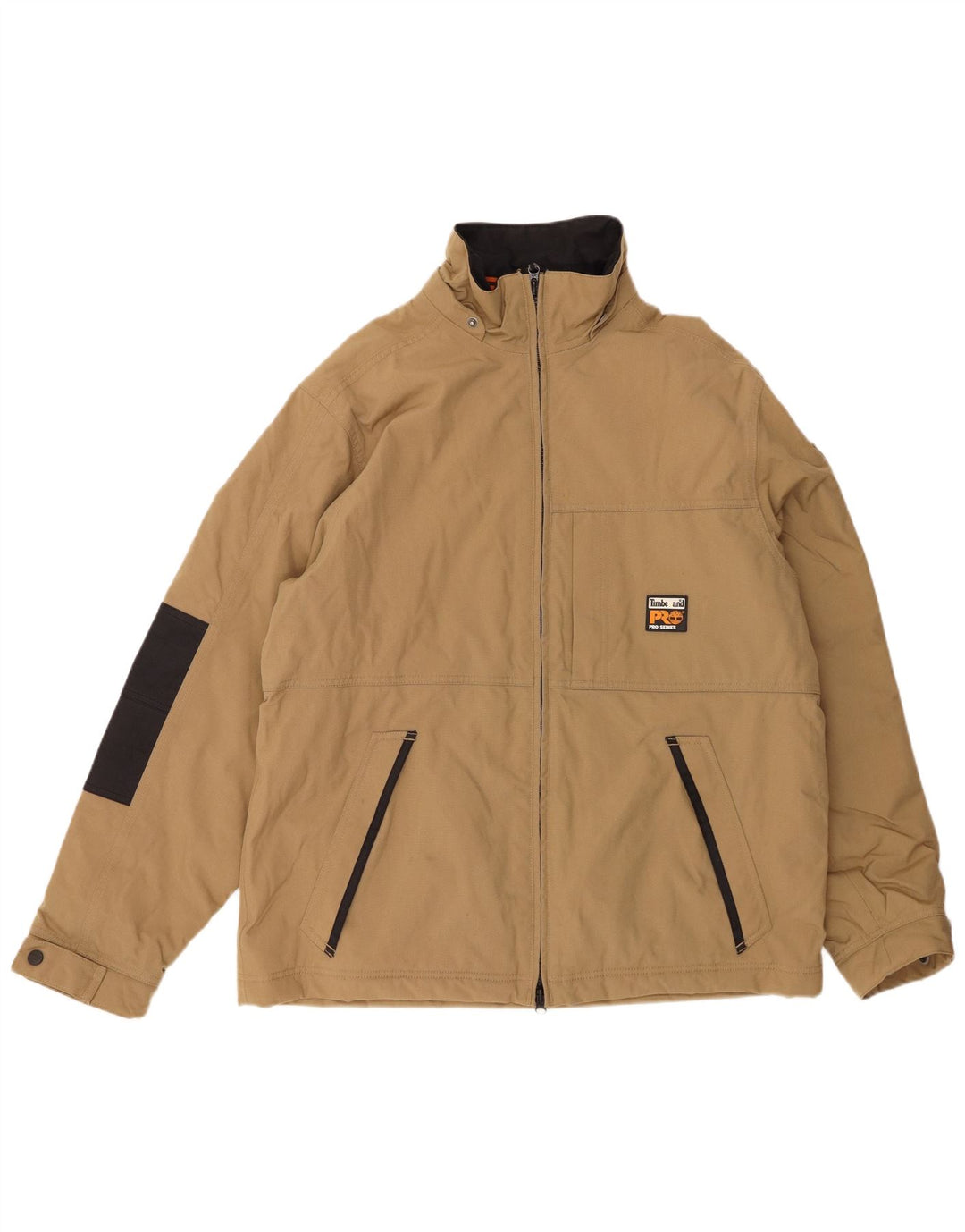 Timberland Mens Bomber Jacket UK 40 Large Beige Colourblock Polyamide
