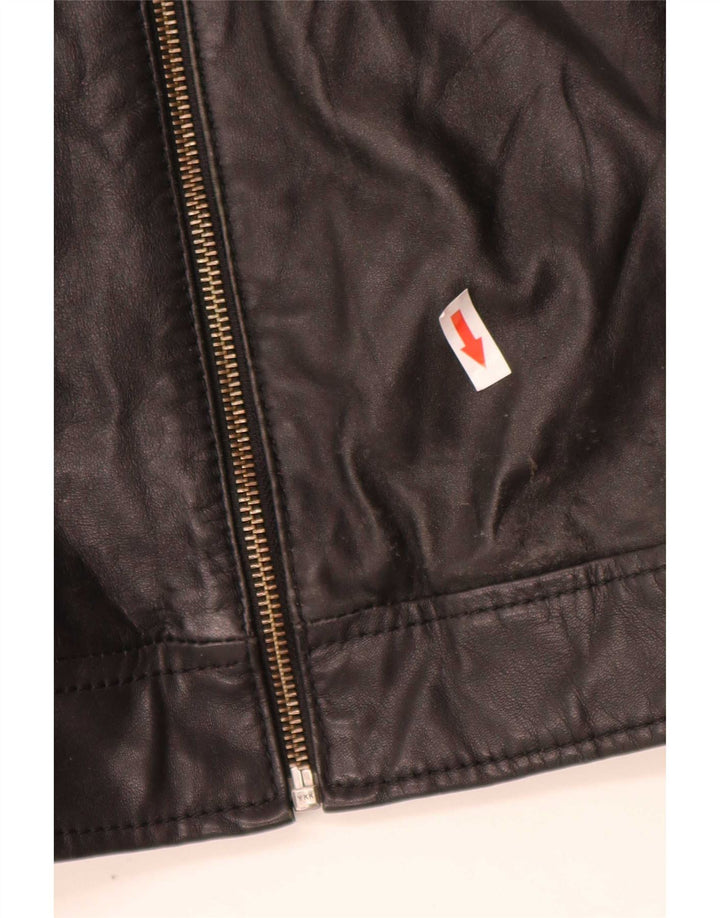 In Extenso Mens Leather Jacket UK 44 2XL Black