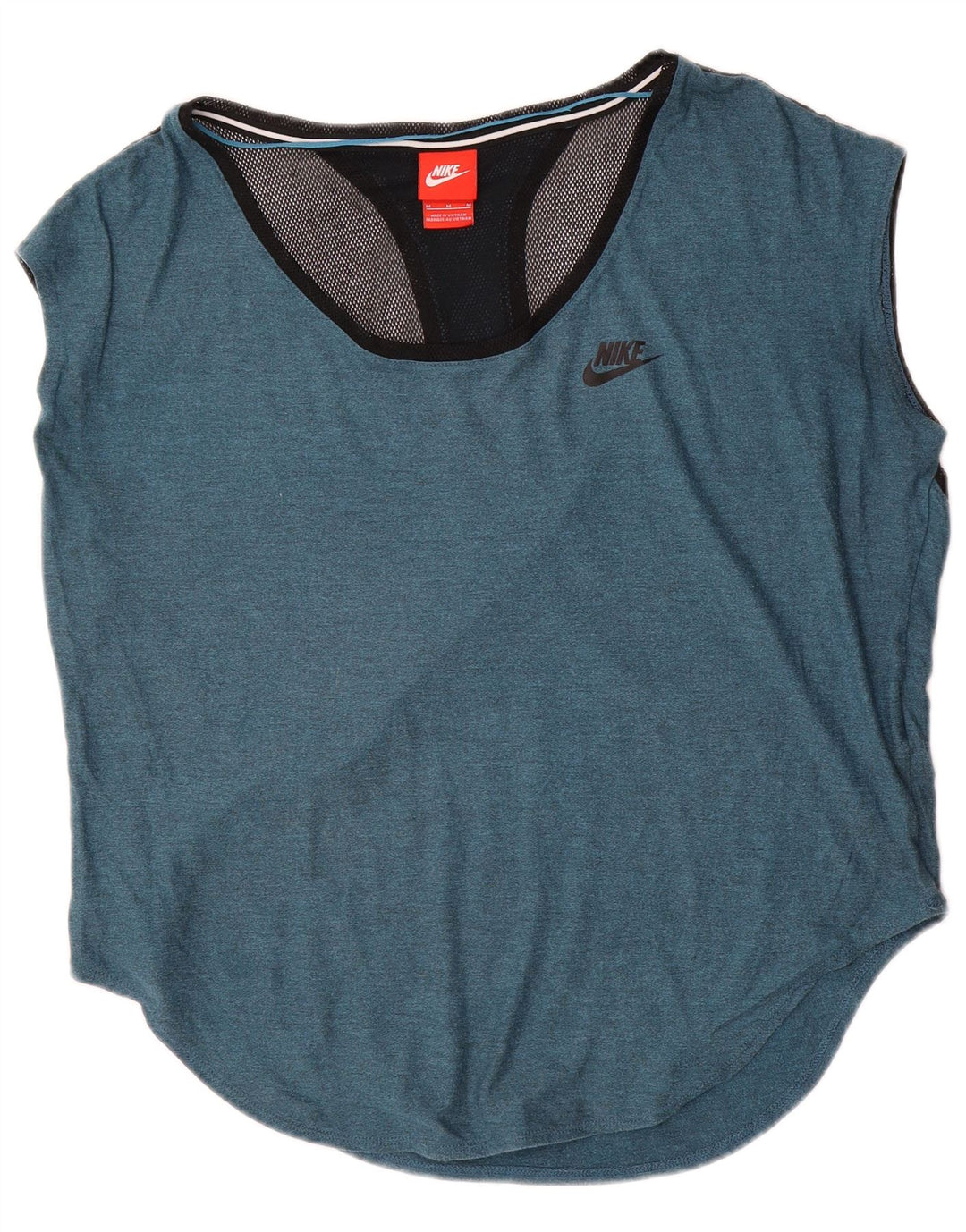 Nike Womens Oversized Vest Top UK 14 Medium Blue Colourblock Modal