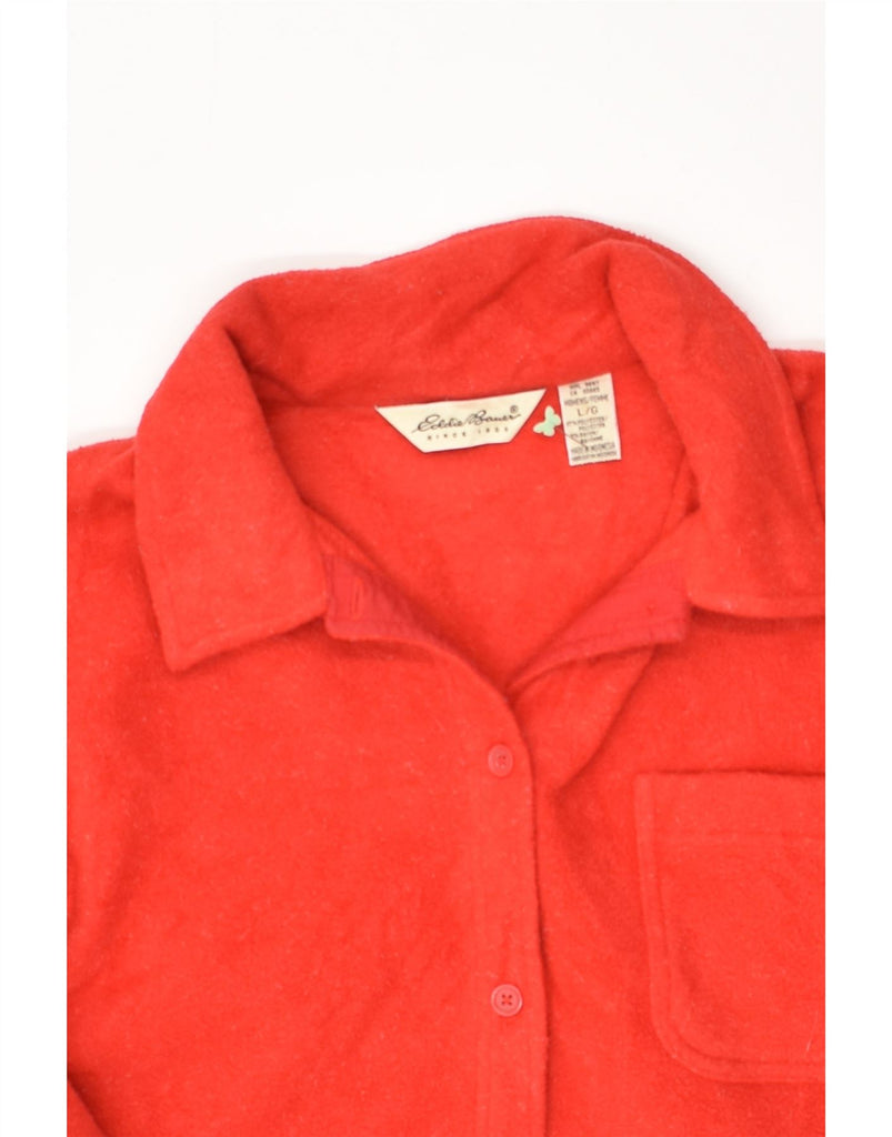 EDDIE BAUER Womens Oversized Fleece Shirt UK 16 Large Red Polyester | Vintage Eddie Bauer | Thrift | Second-Hand Eddie Bauer | Used Clothing | Messina Hembry 