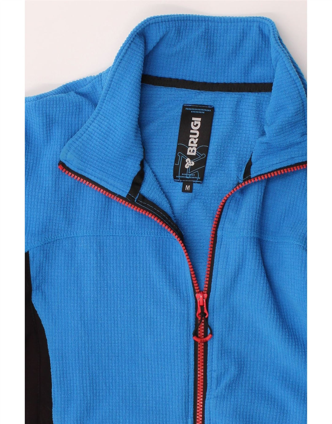 BRUGI Mens Fleece Jacket UK 38 Medium Blue Colourblock Polyester Vintage Brugi and Second-Hand Brugi from Messina Hembry 