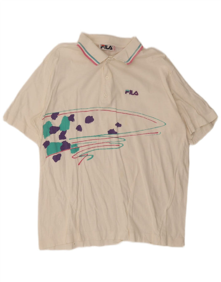 Fila Mens Graphic Polo Shirt IT 54 XL White Striped