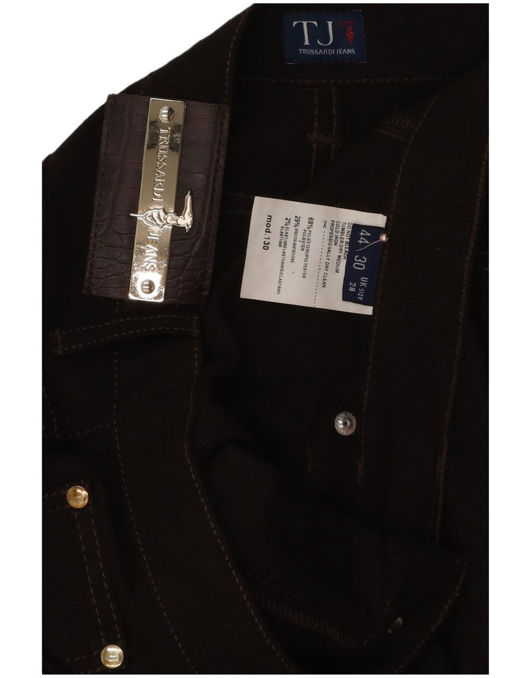 Trussardi Womens Straight Casual Trousers W28 L29 Brown Polyester