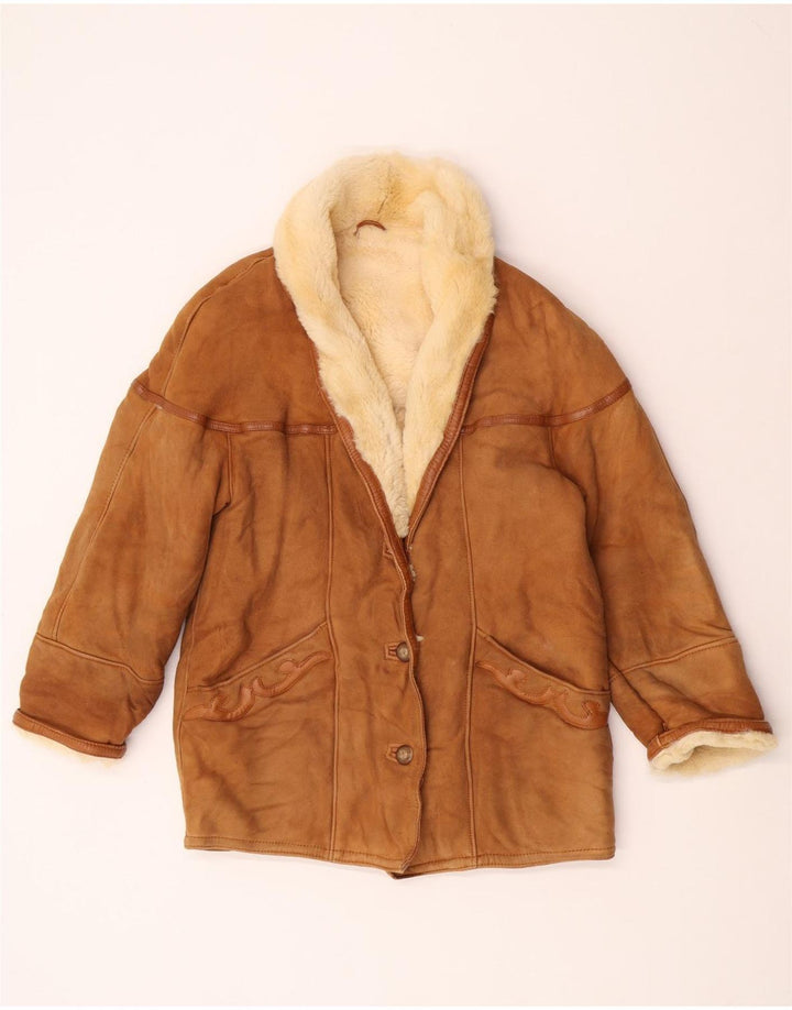 Vintage Womens Shearling Jacket IT 42 Medium Beige Shearling