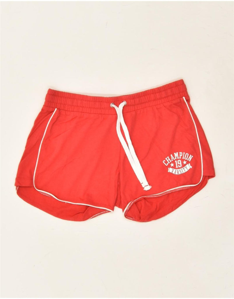 CHAMPION Womens Sport Shorts UK 12 Medium Red Cotton | Vintage Champion | Thrift | Second-Hand Champion | Used Clothing | Messina Hembry 