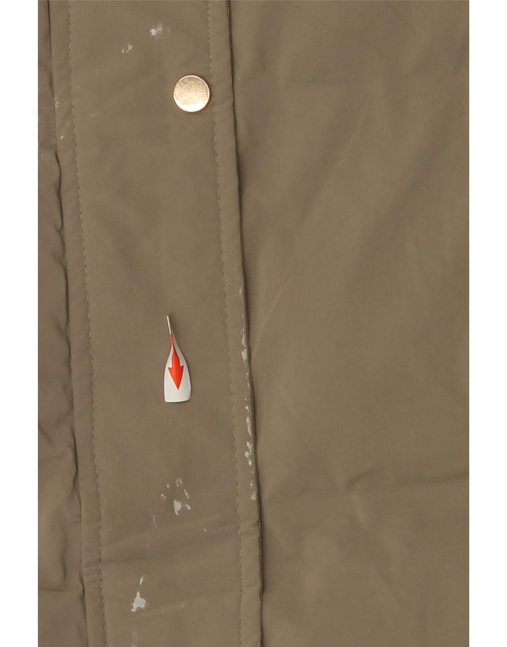 Zara Womens Hooded Padded Coat UK 18 XL Khaki Polyester