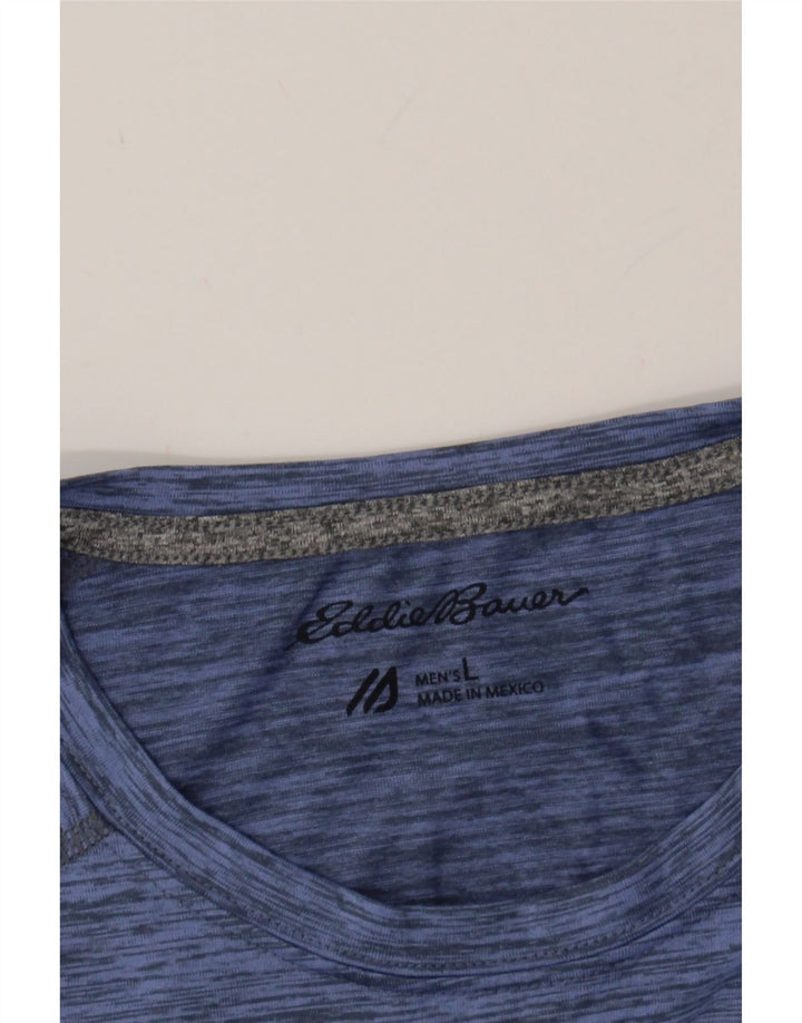 EDDIE BAUER Mens T-Shirt Top Large Blue Flecked Polyester Vintage Eddie Bauer and Second-Hand Eddie Bauer from Messina Hembry 
