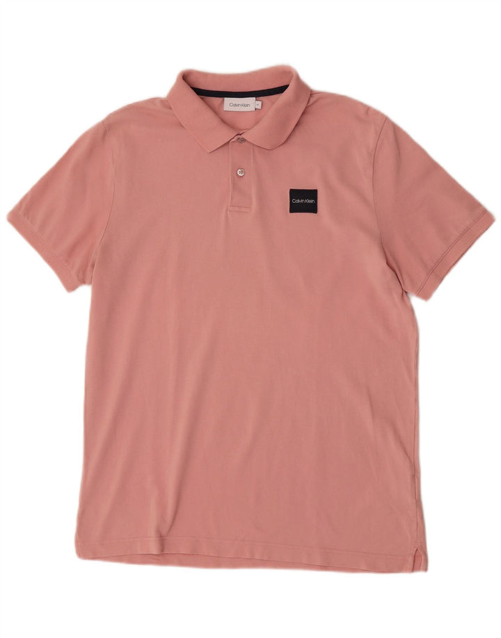 Calvin Klein Mens Polo Shirt Medium Pink Cotton