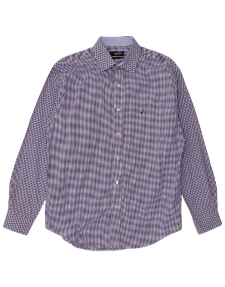 NAUTICA Mens Classic Fit Shirt Size 15 Medium Blue Check Cotton