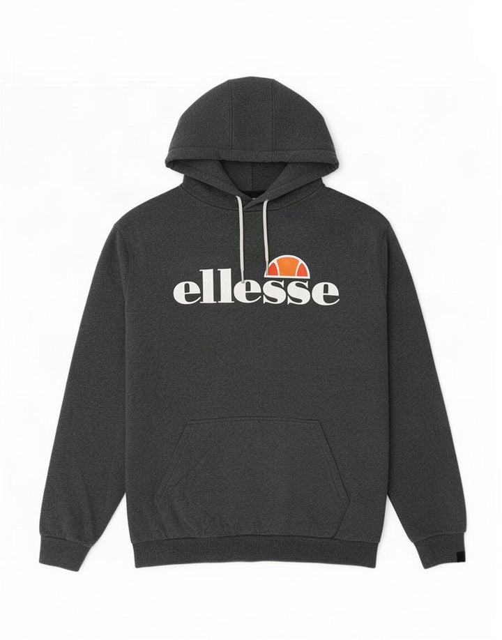 Ellesse Mens Graphic Hoodie Jumper Medium Grey Cotton