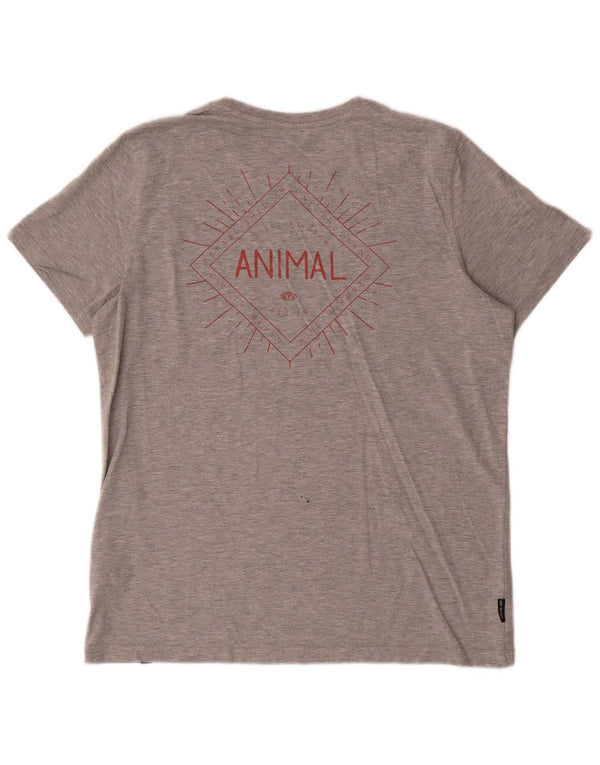 Animal Mens Graphic T-Shirt Top Medium Grey Cotton