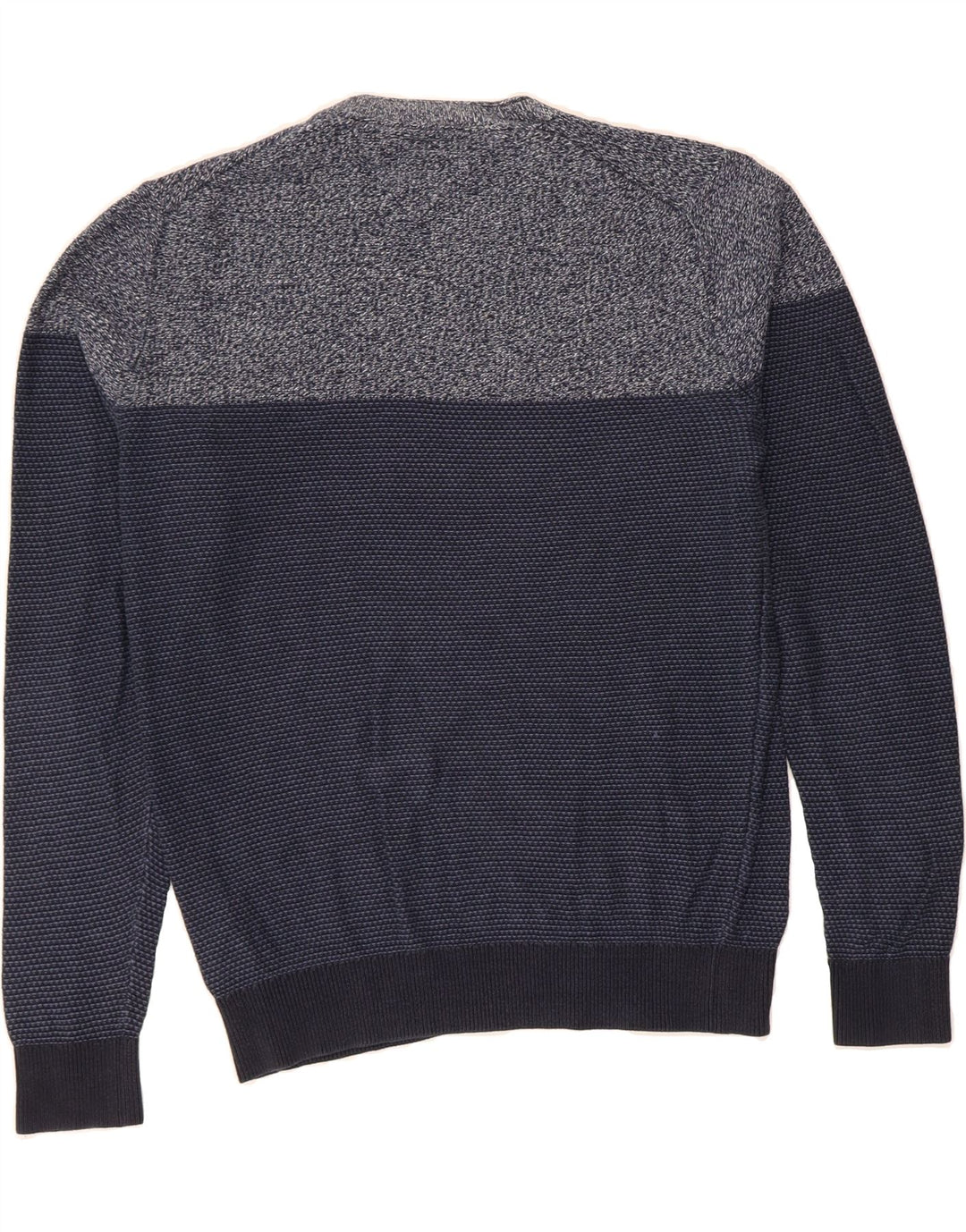 TOMMY HILFIGER Mens Crew Neck Jumper Sweater Medium Navy Blue Colourblock Vintage Tommy Hilfiger and Second-Hand Tommy Hilfiger from Messina Hembry 
