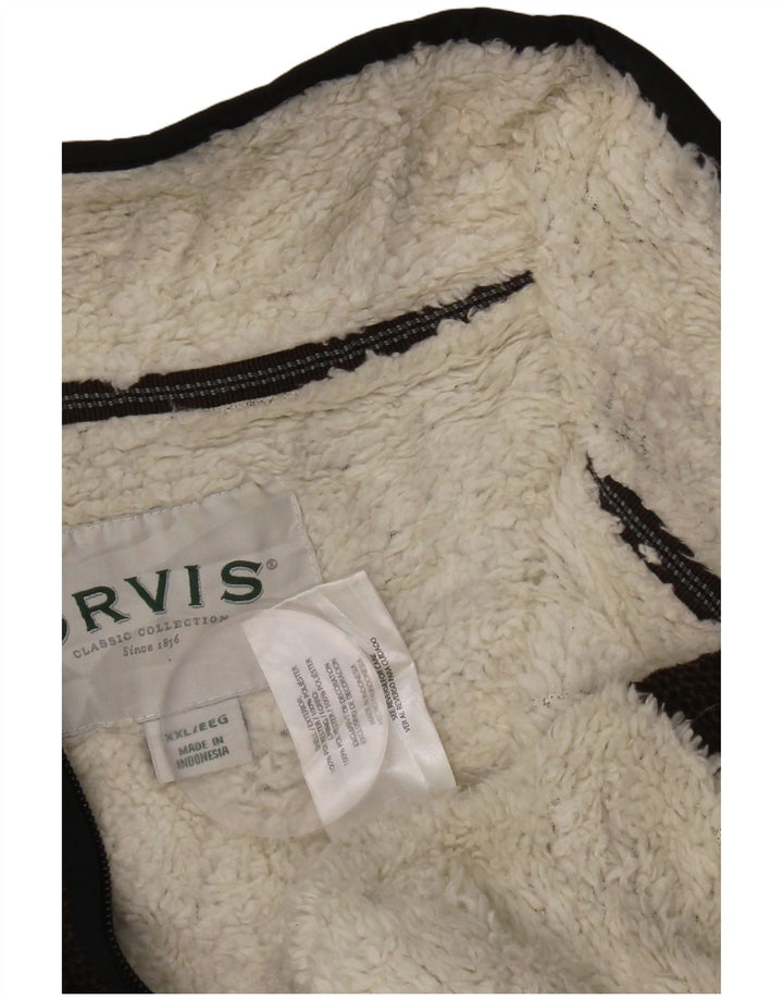 Orvis Mens 1/4 Zip Zip Neck Sweatshirt Jumper 2XL Brown Polyester