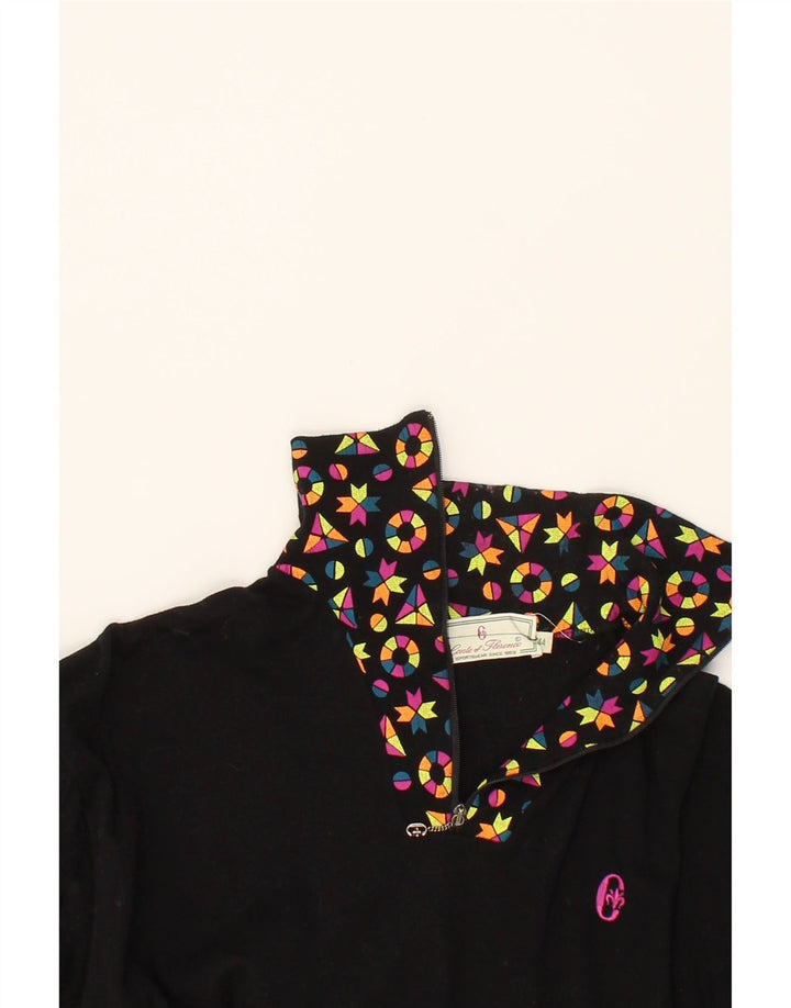 CONTE OF FLORENCE Womens Sweatshirt Jumper IT 44 Medium Black Floral Vintage Conte of Florence and Second-Hand Conte of Florence from Messina Hembry 