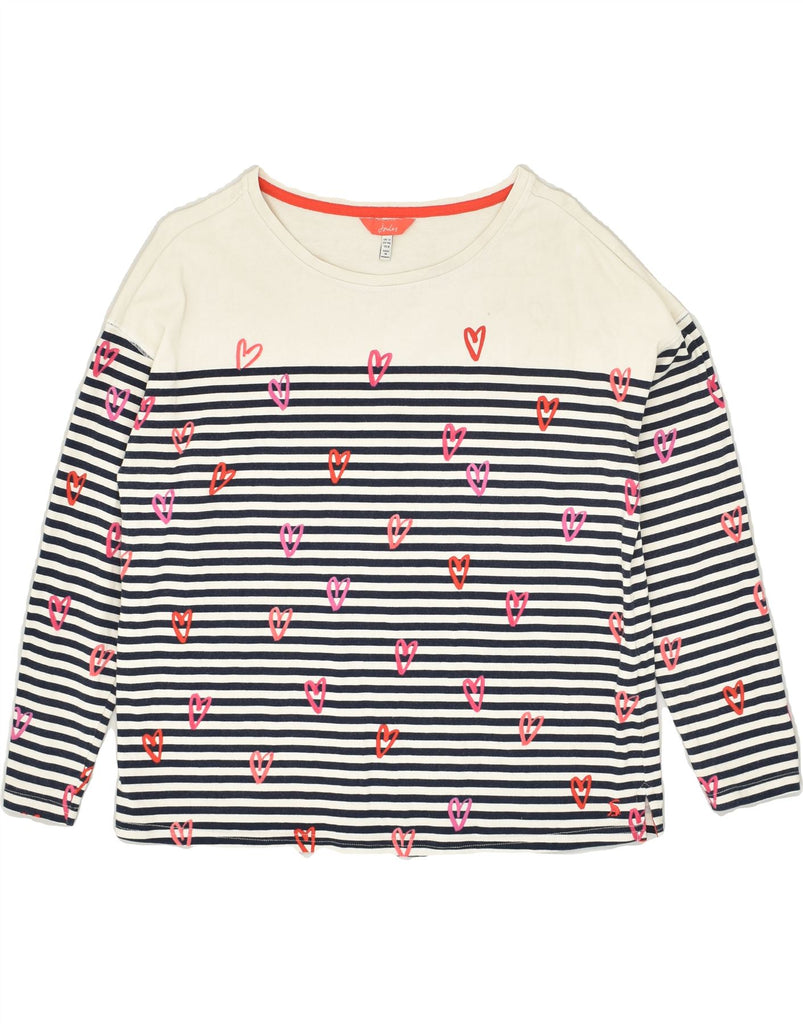 JOULES Womens Sweatshirt Jumper UK 12 Medium White Striped Cotton | Vintage Joules | Thrift | Second-Hand Joules | Used Clothing | Messina Hembry 