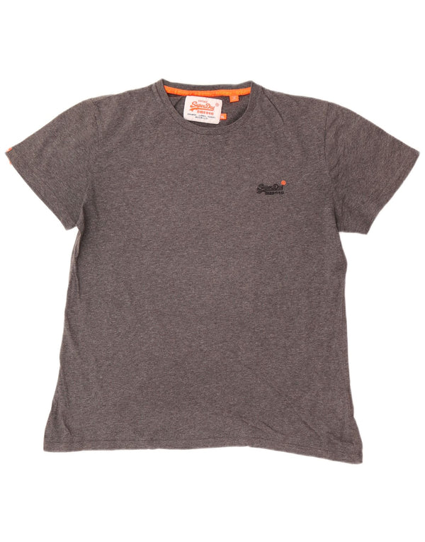 Superdry Mens T-Shirt Top XL Grey Flecked Cotton