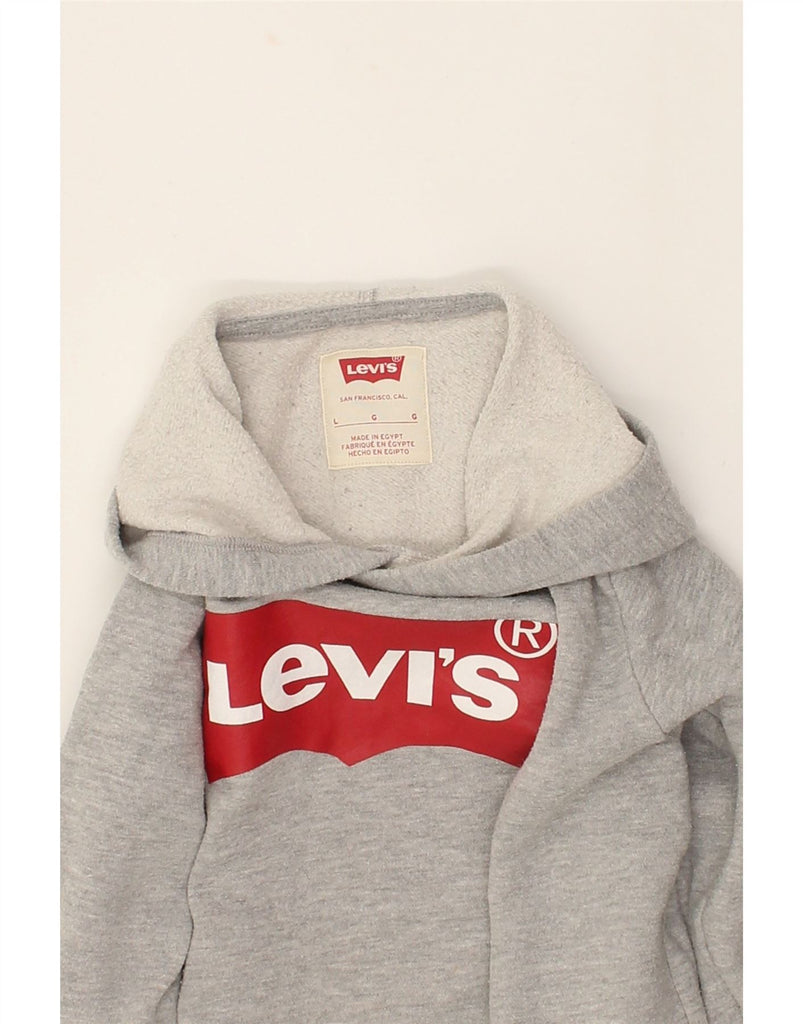 LEVI'S Boys Graphic Hoodie Jumper 10-11 Years Large Grey Cotton | Vintage Levi's | Thrift | Second-Hand Levi's | Used Clothing | Messina Hembry 